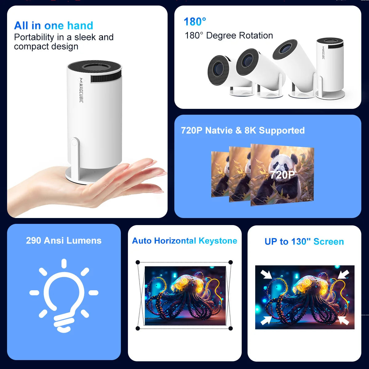 8K Portable Projector HY300 Pro