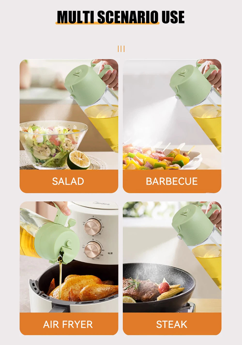 2-in-1 Oil Sprayer & Pourer Bottle