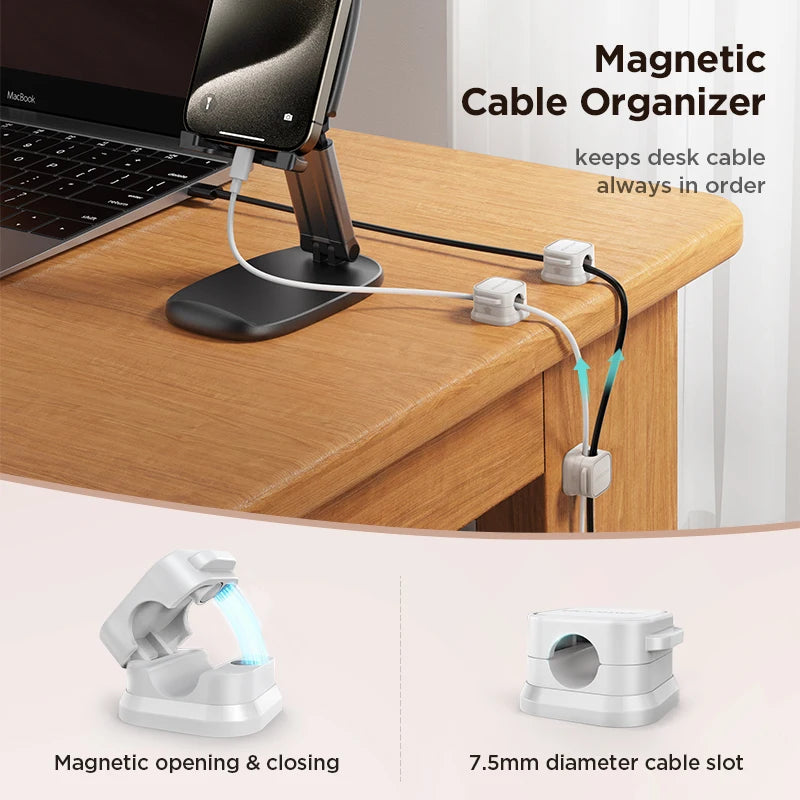 Magnetic Cable Clips – 6-Pack Organizer