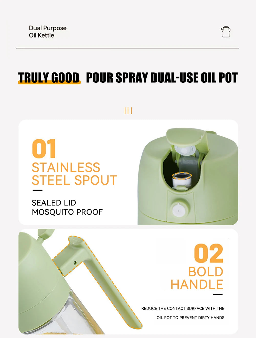 2-in-1 Oil Sprayer & Pourer Bottle